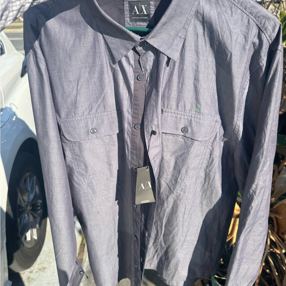 Armani Exchange Gray Casual Button Down Shirt  2XL NWT